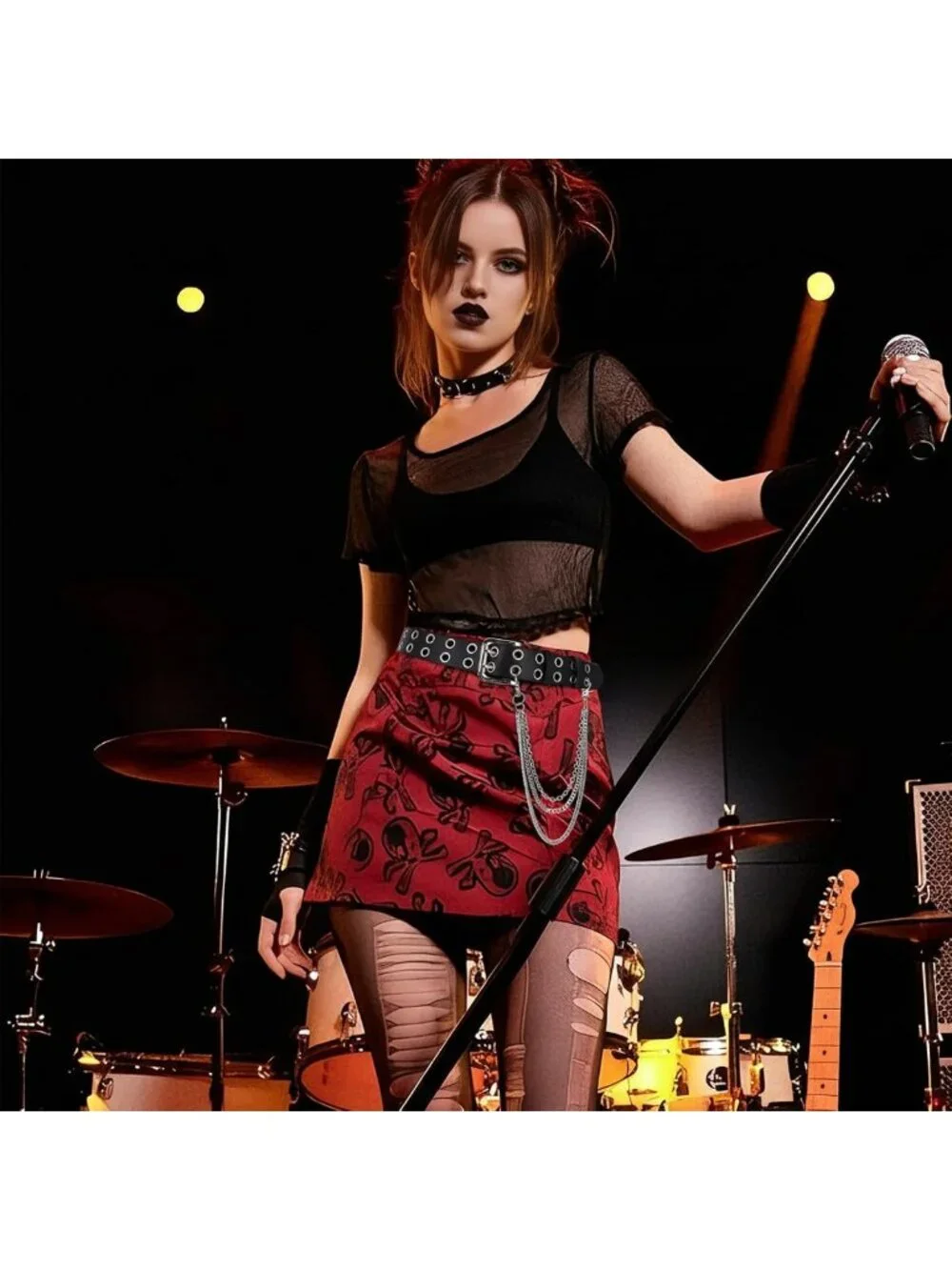Goth Double Grommet Studded Belt with Detachable Chain | Durable Leather, Punk